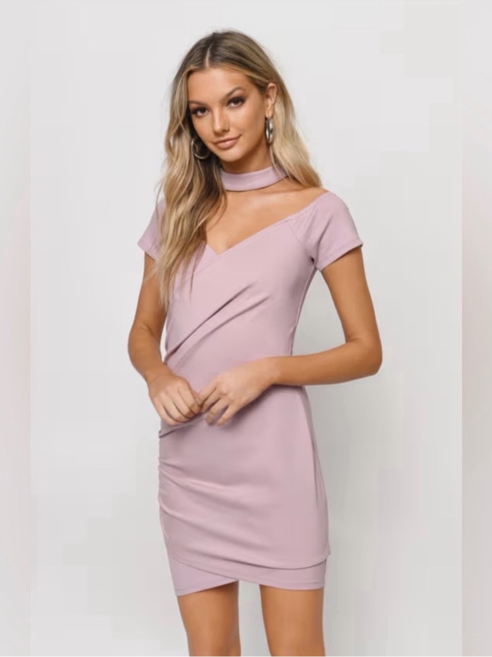 🆕 TOBI Daina Choker Bodycon Dress Mauve NWT size Small